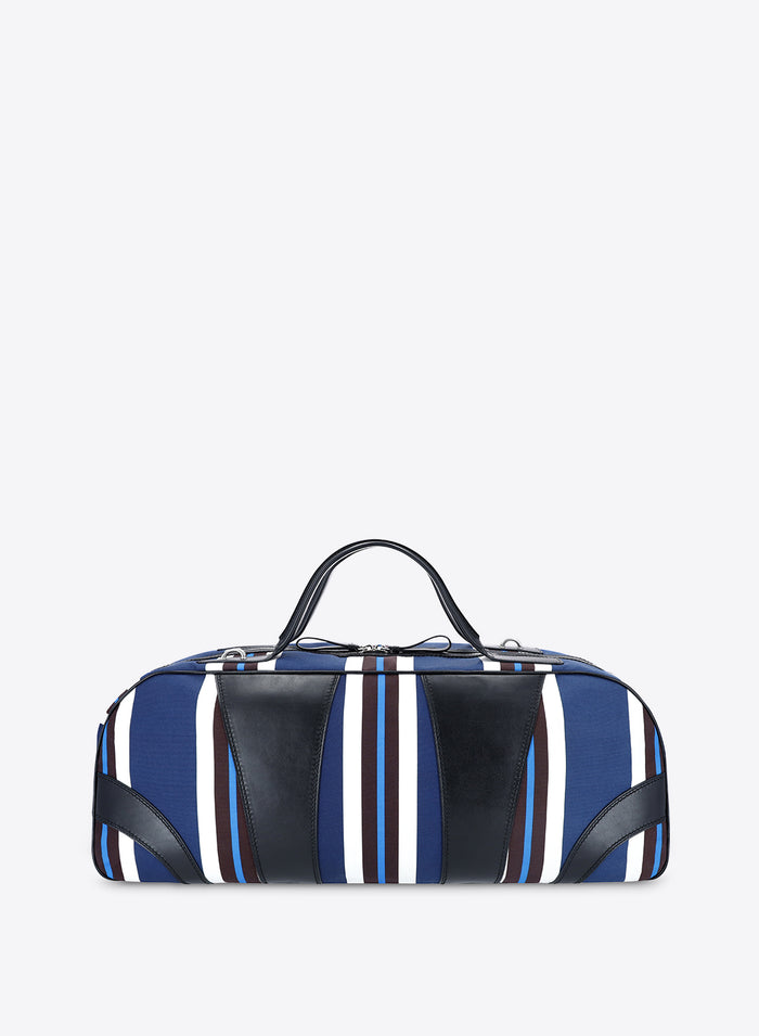 Striped duffel bag with black accents on a white background - Dries Van Noten