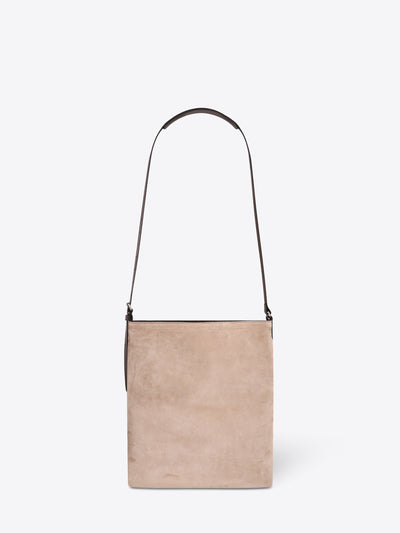 Beige handbag with a black strap on a white background - Dries Van Noten