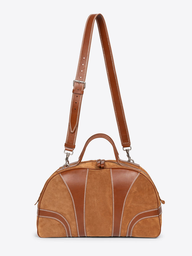 Brown leather handbag with a strap on a white background - Dries Van Noten