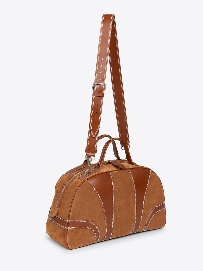 Brown leather bag with a strap on a white background - Dries Van Noten