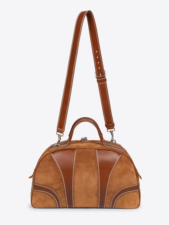 Brown leather handbag with a strap on a white background - Dries Van Noten