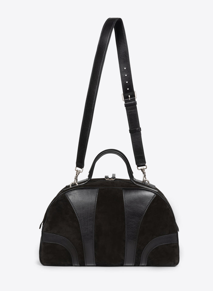 Black leather handbag with a strap on a white background - Dries Van Noten
