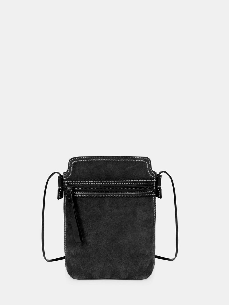 Black crossbody bag on a light gray background - Dries Van Noten
