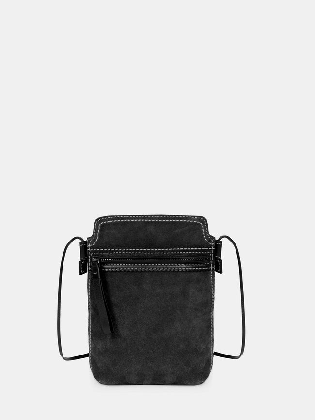 Black crossbody bag on a light gray background - Dries Van Noten