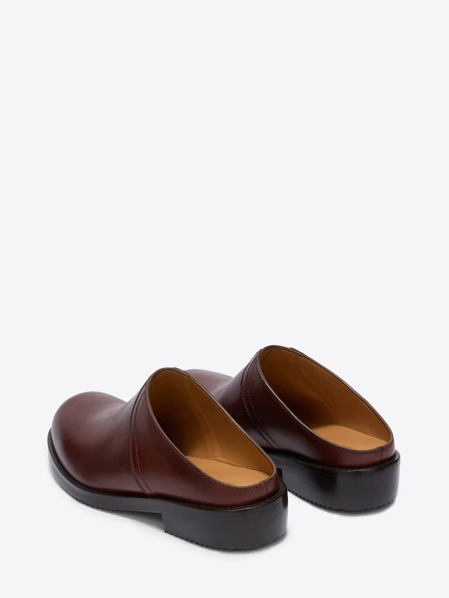 Pair of brown leather shoes on a white background