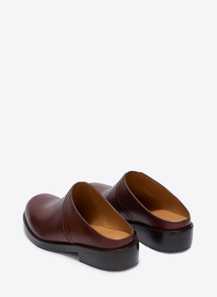 Pair of brown leather shoes on a white background