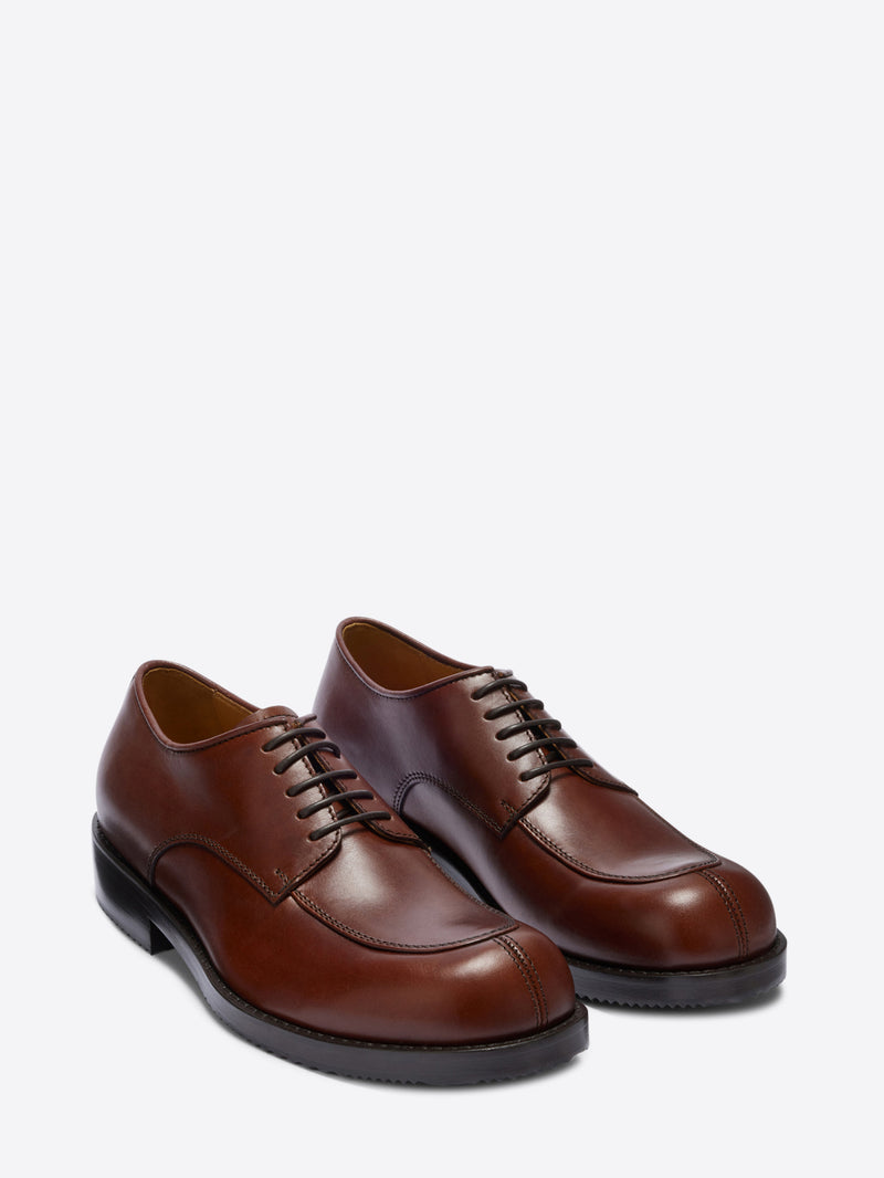 Pair of brown leather shoes on a white background - Dries Van Noten