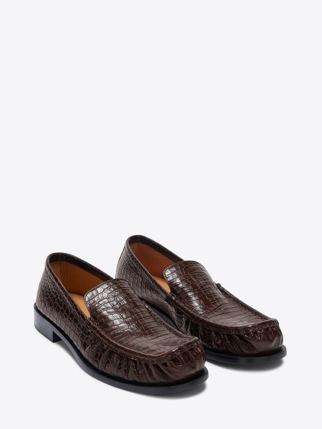 Pair of brown leather loafers on a white background - Dries Van Noten