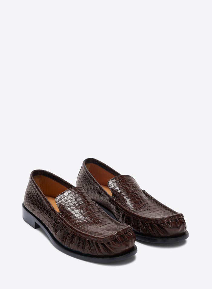Pair of brown leather loafers on a white background - Dries Van Noten