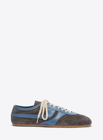 Sneaker with blue and brown design on a white background - Dries Van Noten
