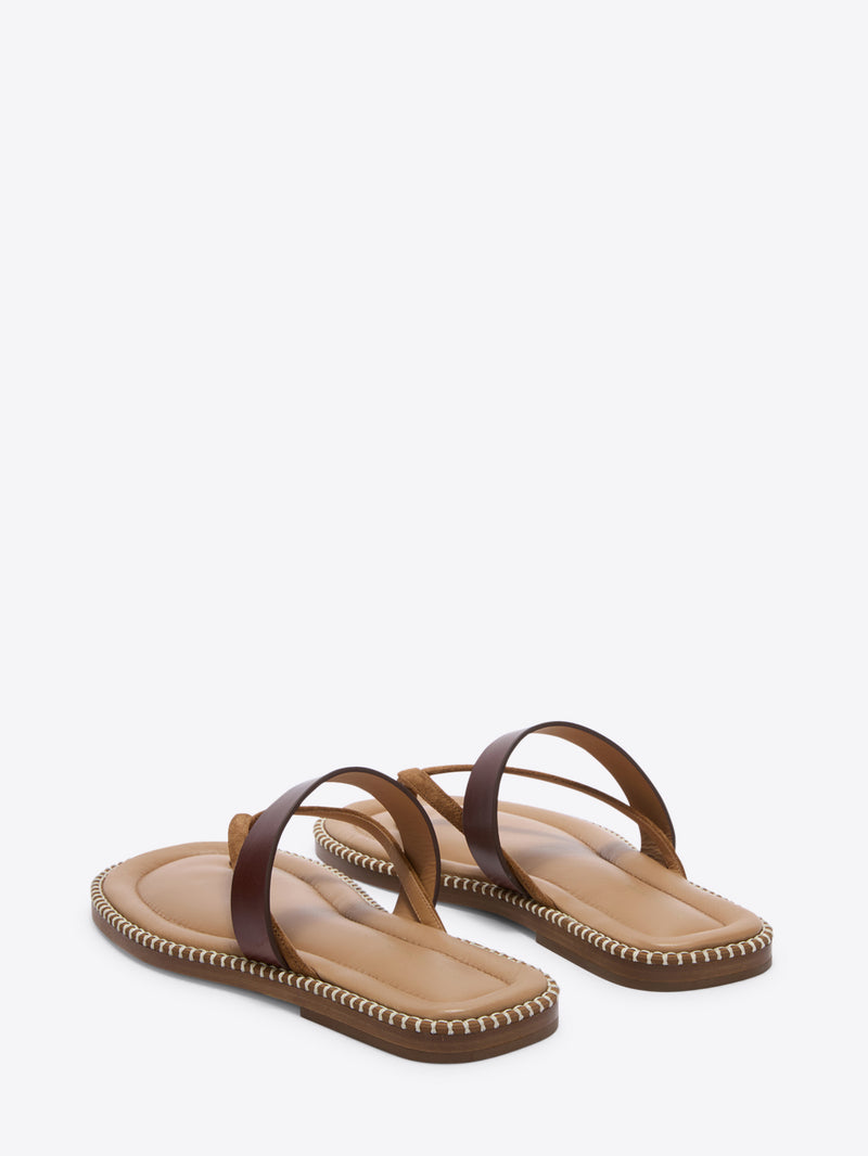 Pair of brown sandals on a white background