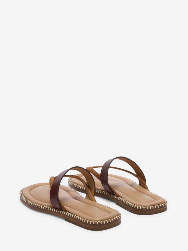 Pair of brown sandals on a white background