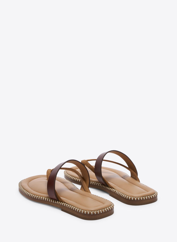 Pair of brown sandals on a white background