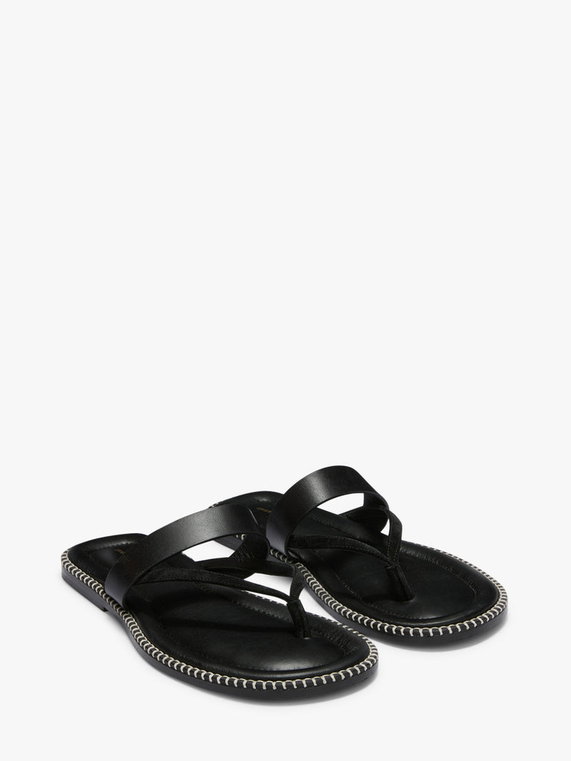 Black sandals on a white background