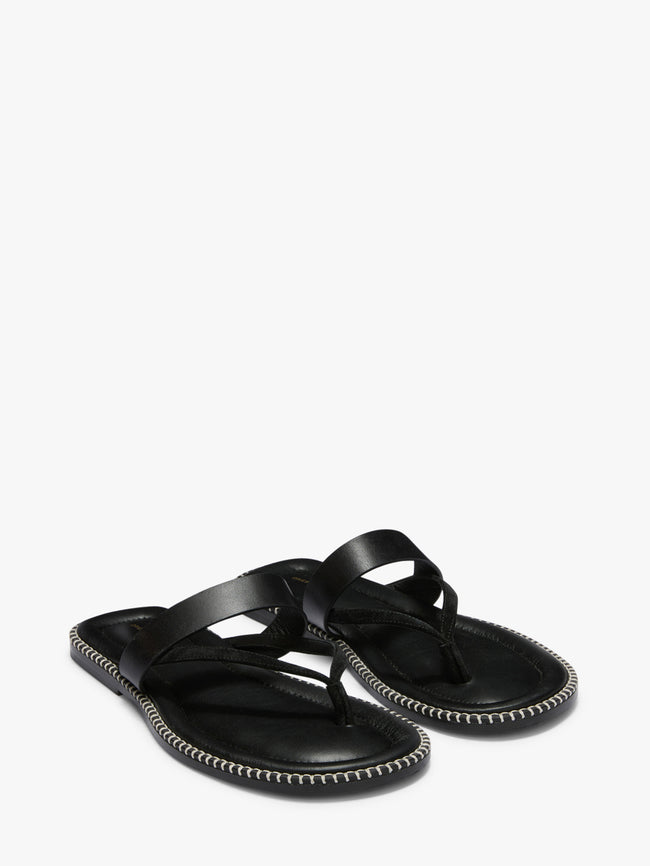 Black sandals on a white background