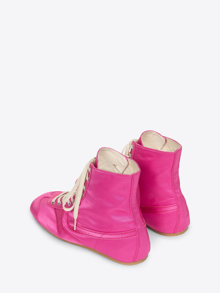 Pair of pink high-top sneakers on a white background - Dries Van Noten