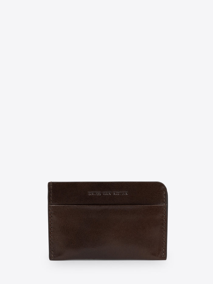 Brown leather cardholder on a white background - Dries Van Noten