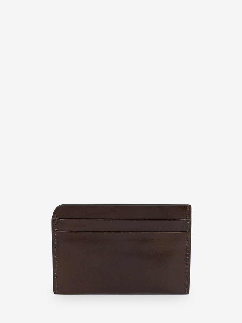 Brown leather cardholder on a white background - Dries Van Noten