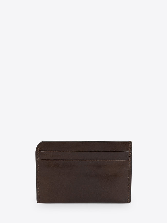Brown leather cardholder on a white background - Dries Van Noten