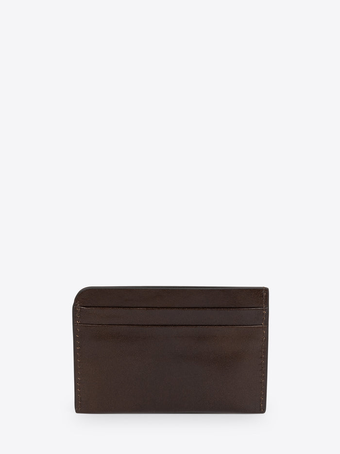 Brown leather cardholder on a white background - Dries Van Noten