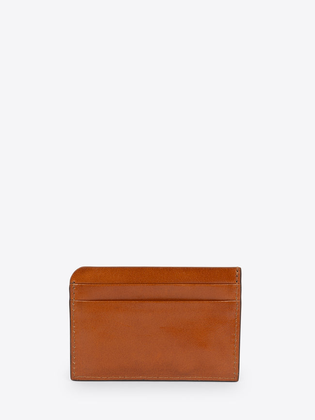 Brown leather cardholder on a white background - Dries Van Noten