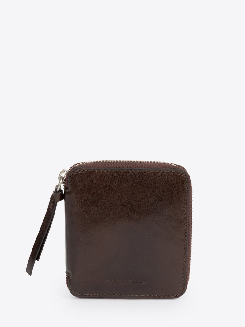 Brown leather wallet with a zipper on a white background - Dries Van Noten