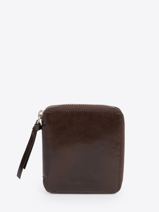 Brown leather wallet with a zipper on a white background - Dries Van Noten