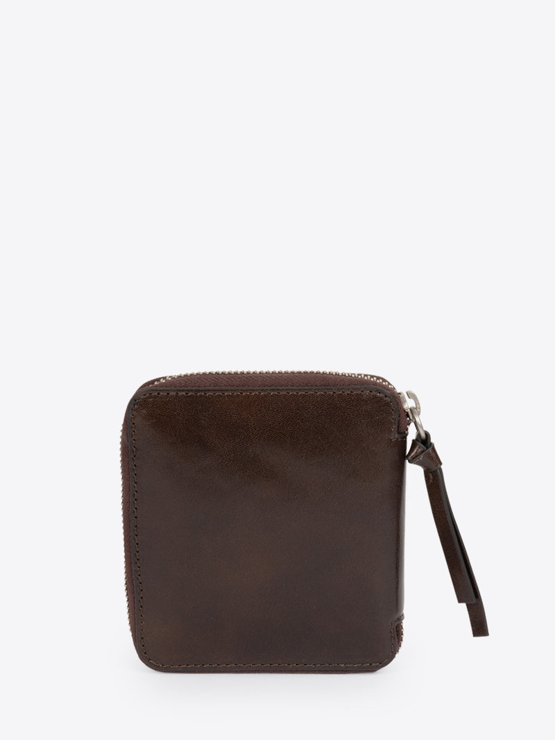Brown leather wallet with a zipper on a white background - Dries Van Noten