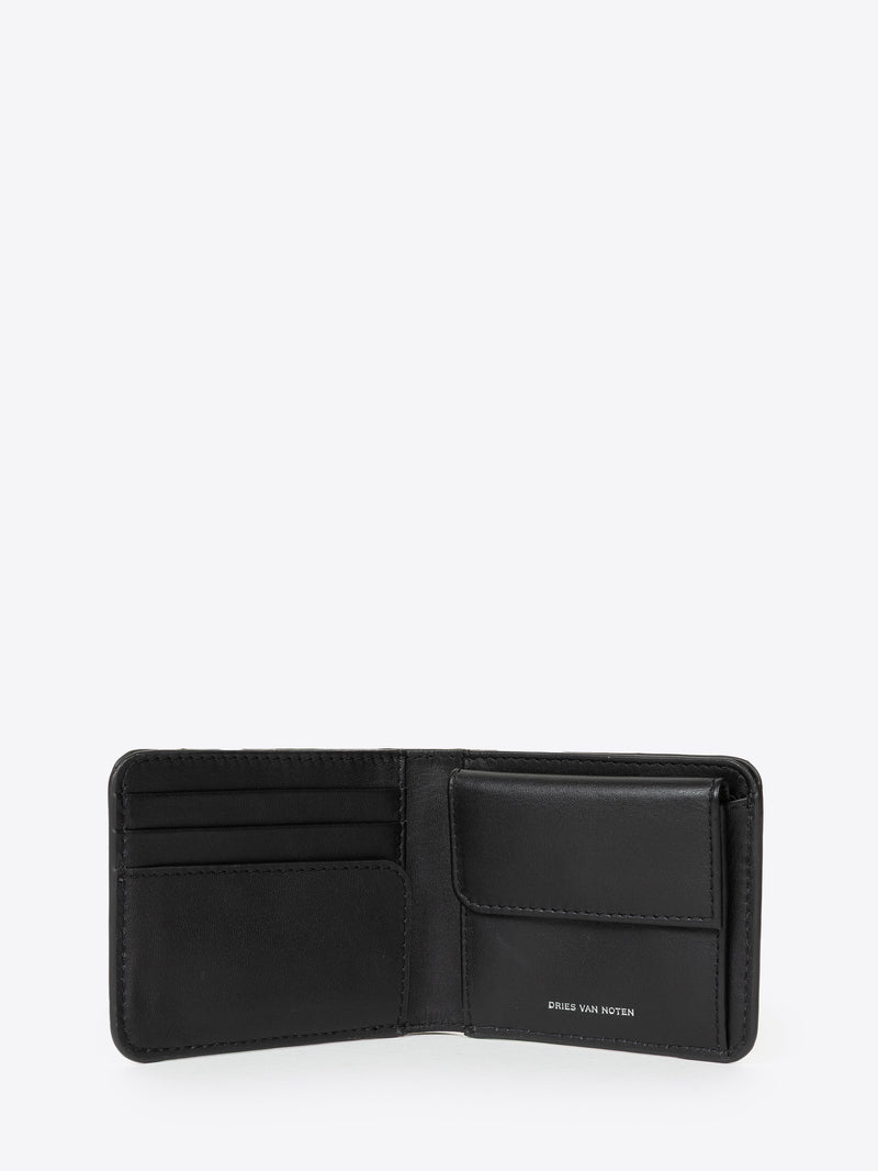 Black leather wallet on a white background - Dries Van Noten