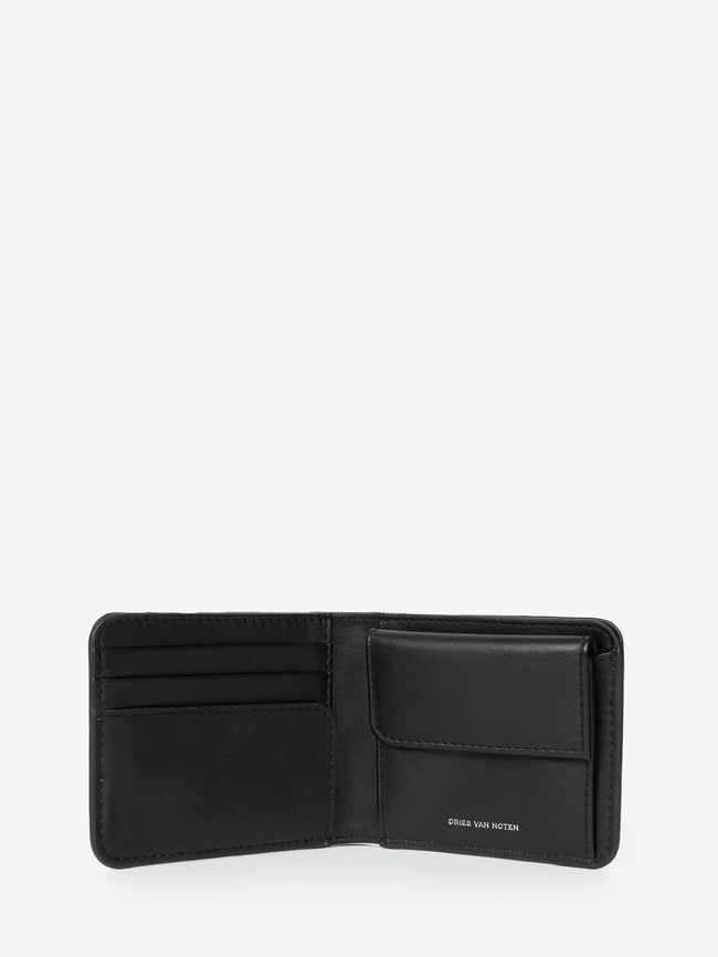 Black leather wallet on a white background - Dries Van Noten