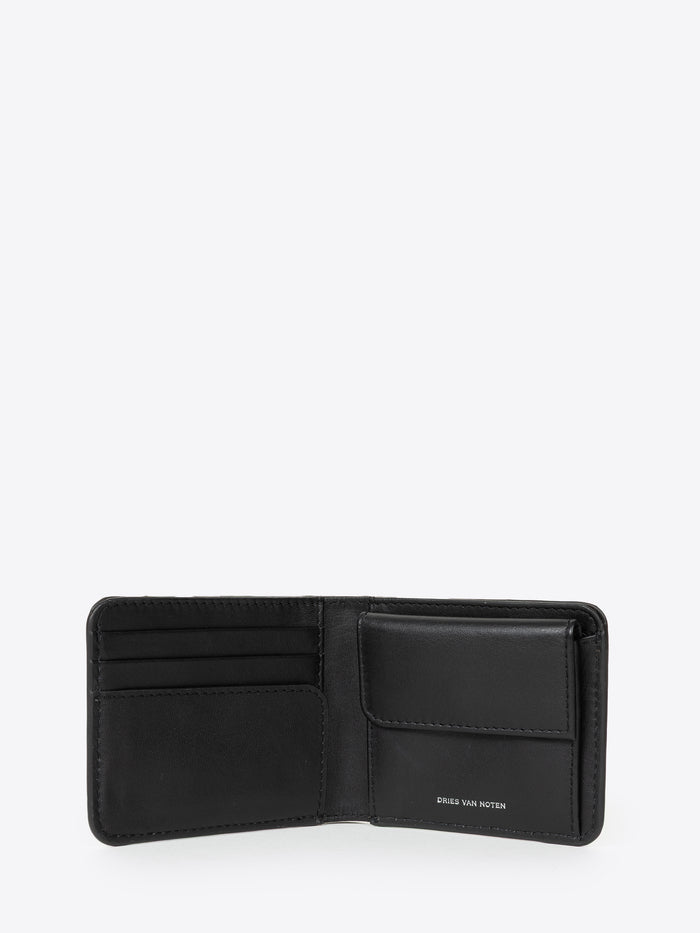 Black leather wallet on a white background - Dries Van Noten