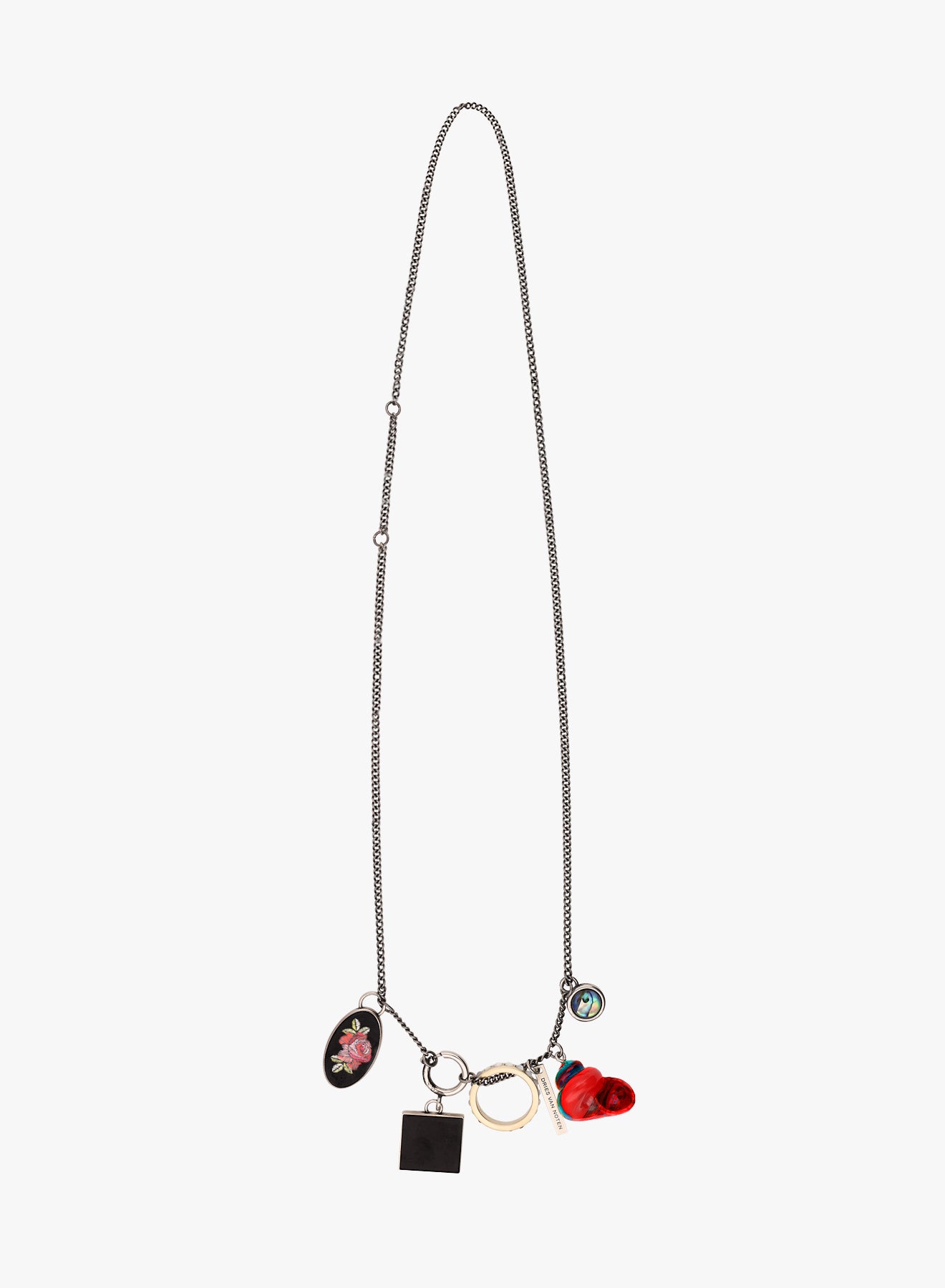 Necklace with various charms on a white background - Dries Van Noten