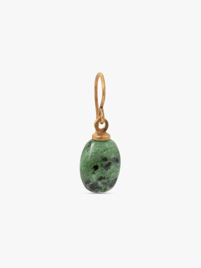 Green stone pendant with gold chain on a white background - Dries Van Noten