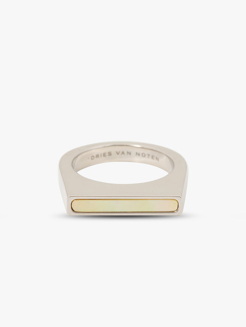 Silver ring on a white background