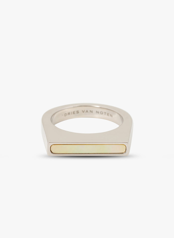 Silver ring on a white background