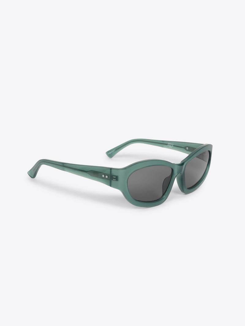 Green sunglasses on a white background
