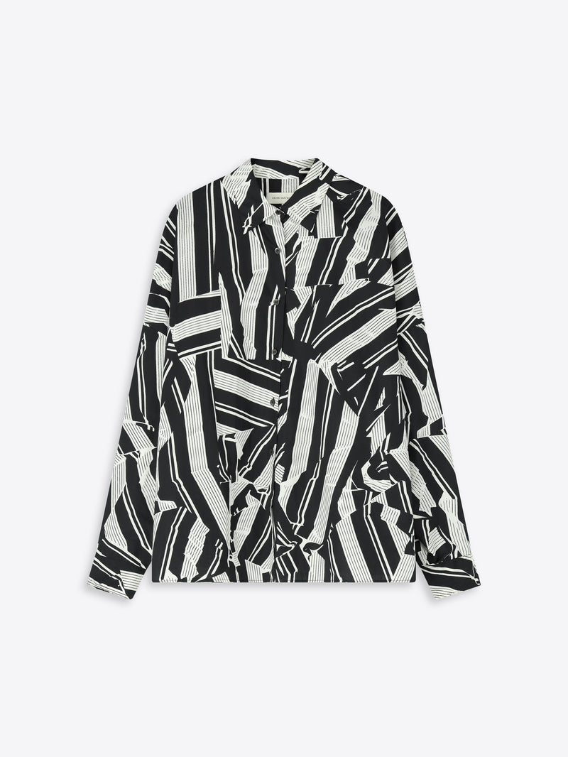 Black and white patterned shirt on a white background