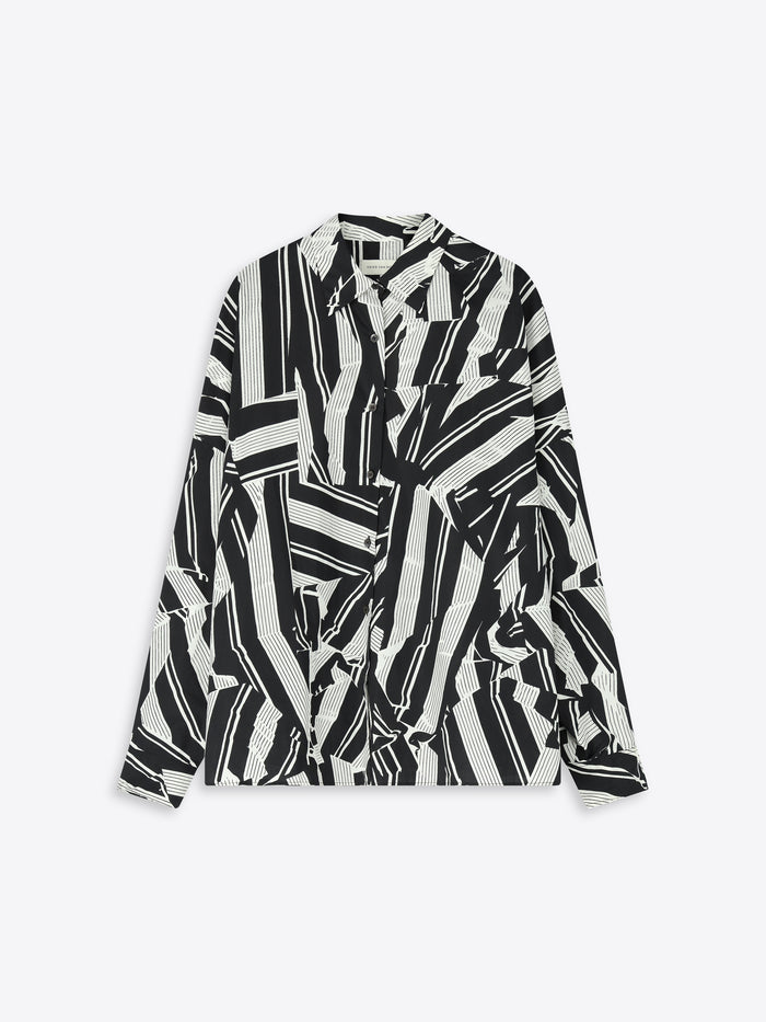 Black and white patterned shirt on a white background