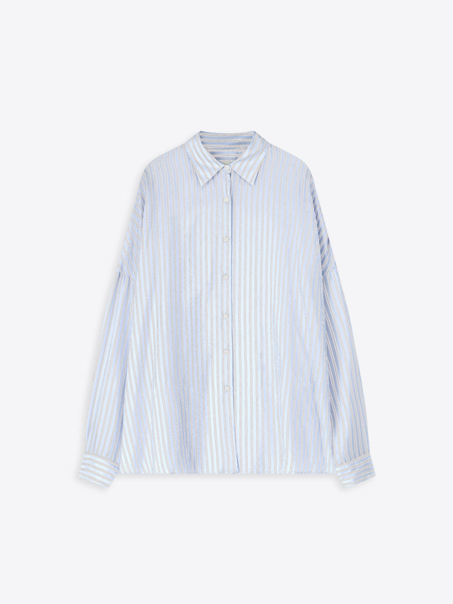 Light blue striped shirt on a white background