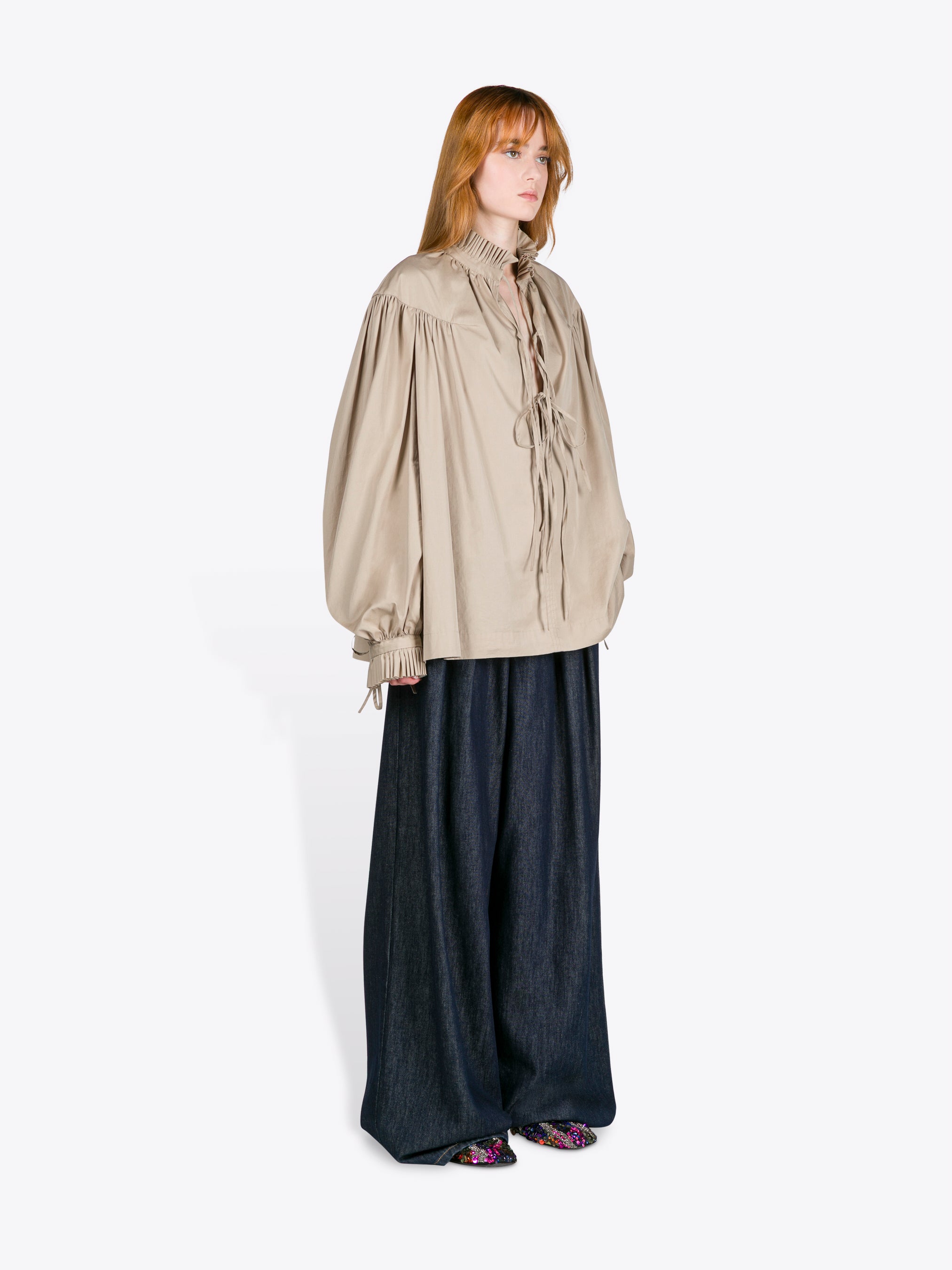 Dries Van Noten ラッフルスリーブプルオーバー ラッフルコットンシャツ - 春夏 レディース｜ドリス・ヴァン・ノッテン