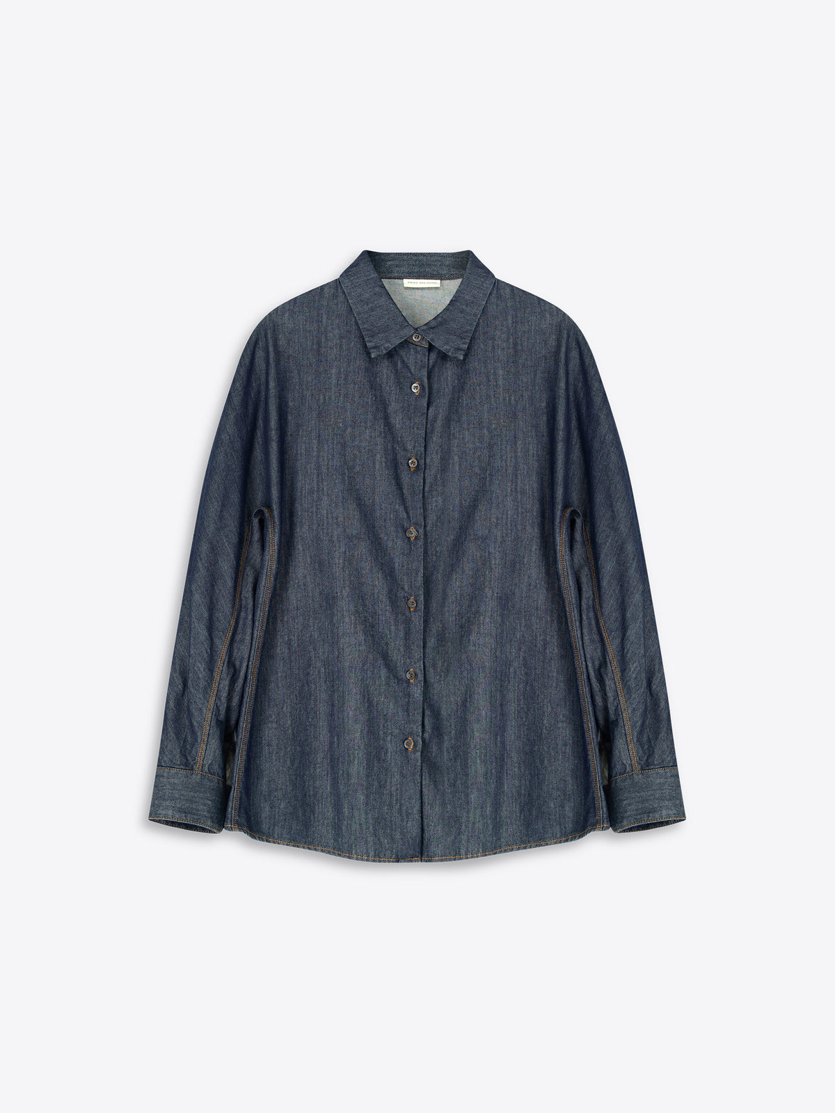 Blue denim shirt on a white background