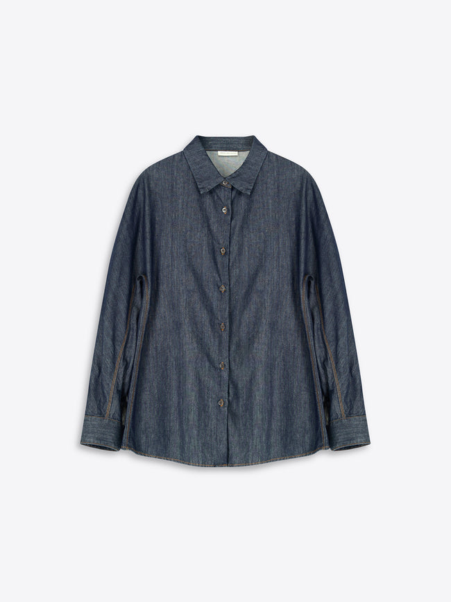 Blue denim shirt on a white background