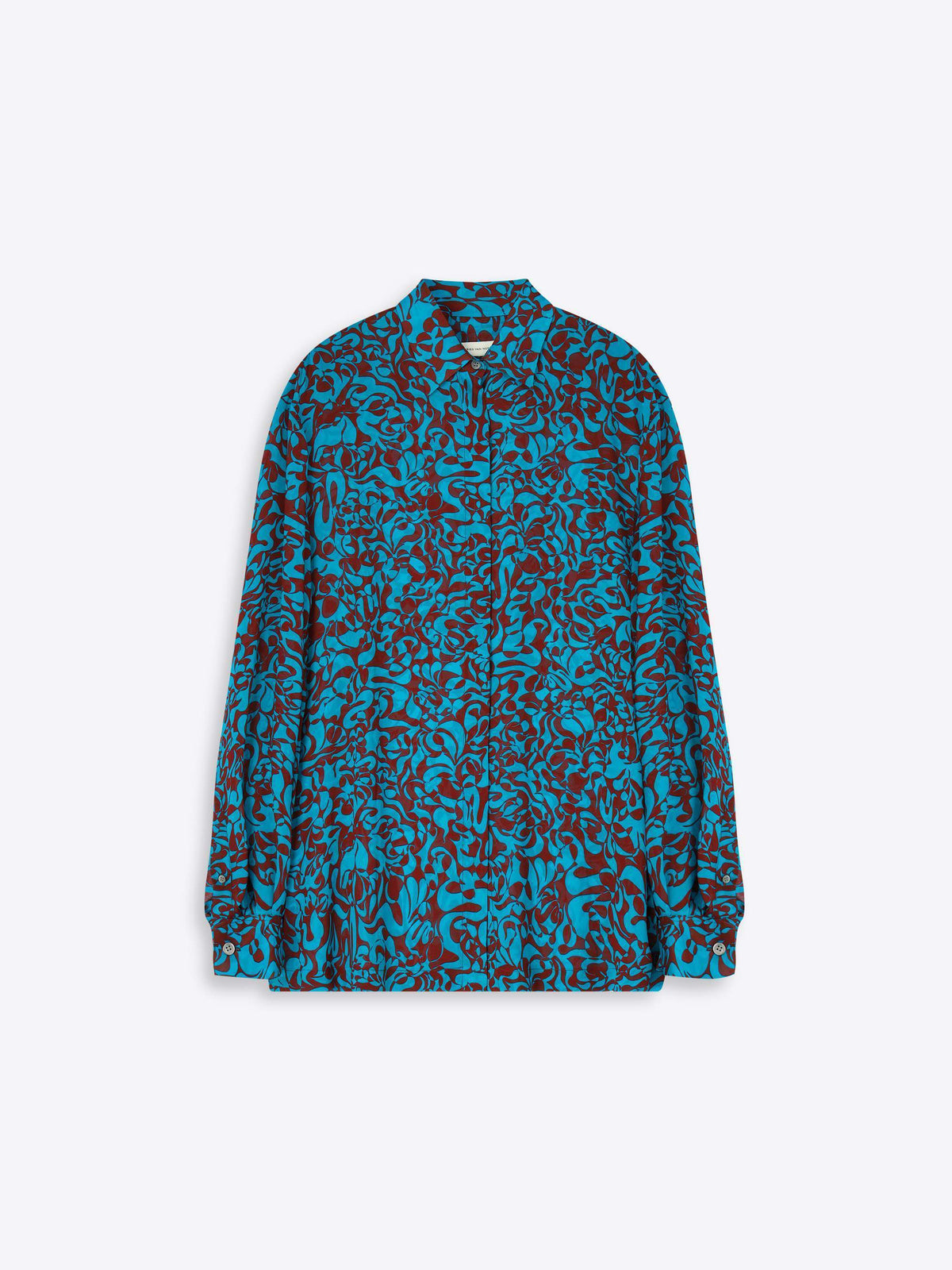 Blue and red patterned shirt on a white background