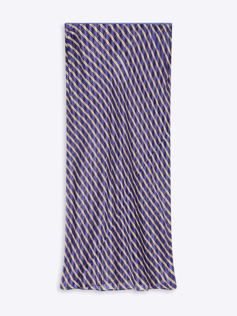 Blue and gold striped fabric on a white background - Dries Van Noten