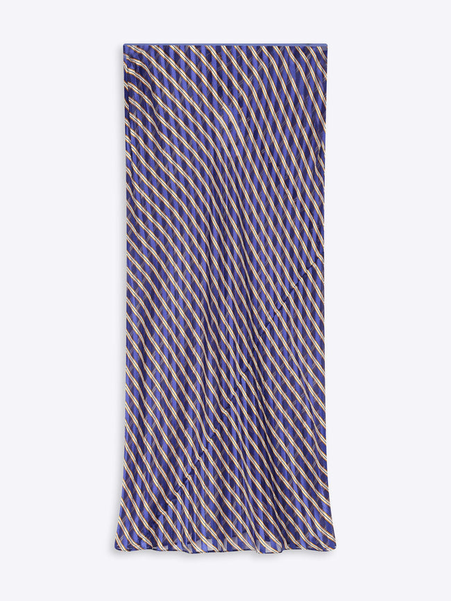 Blue and gold striped fabric on a white background - Dries Van Noten