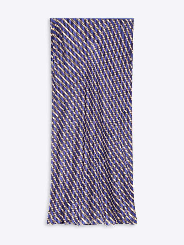 Blue and gold striped fabric on a white background - Dries Van Noten