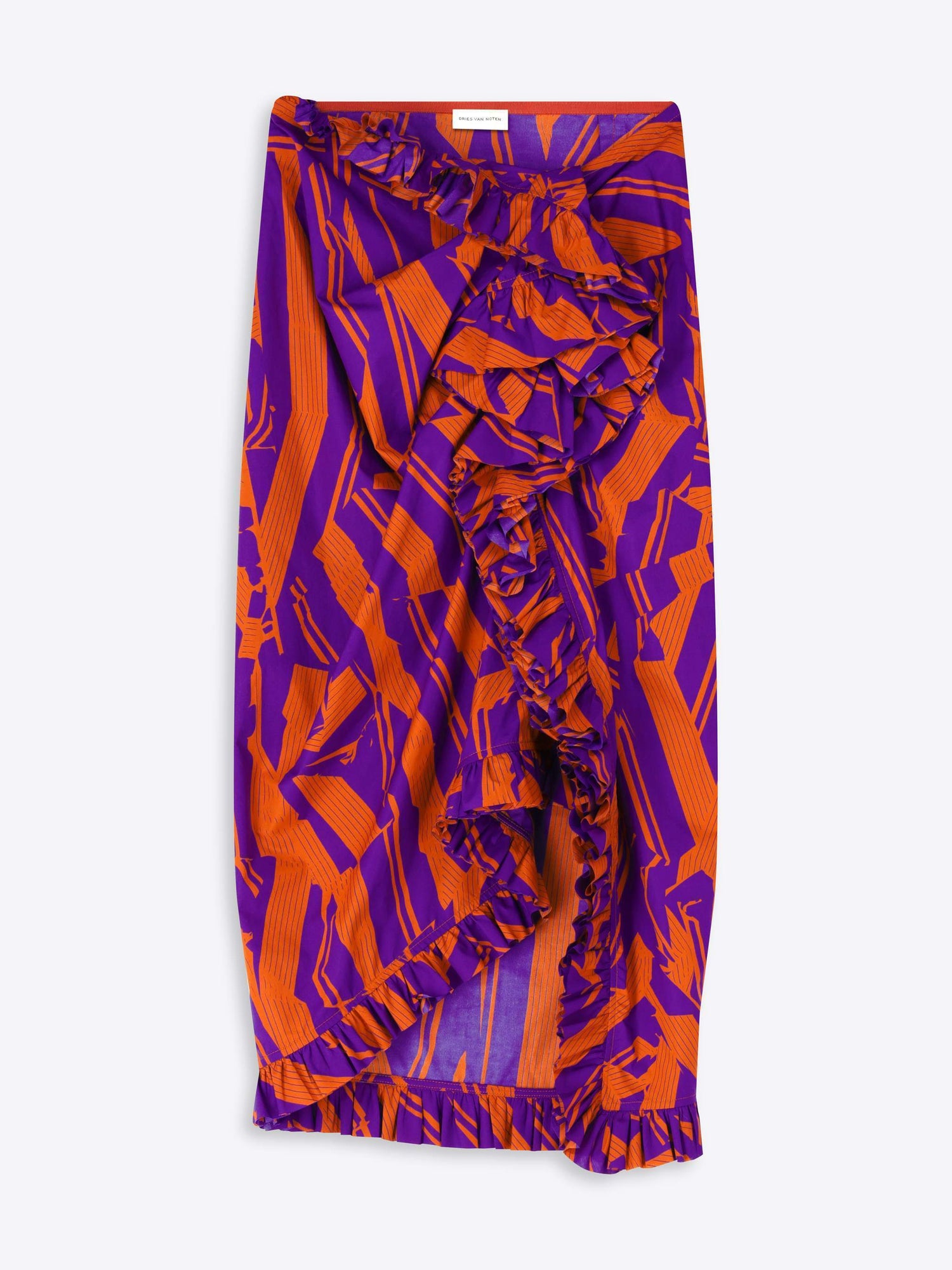 Purple and orange patterned skirt on a white background - Dries Van Noten