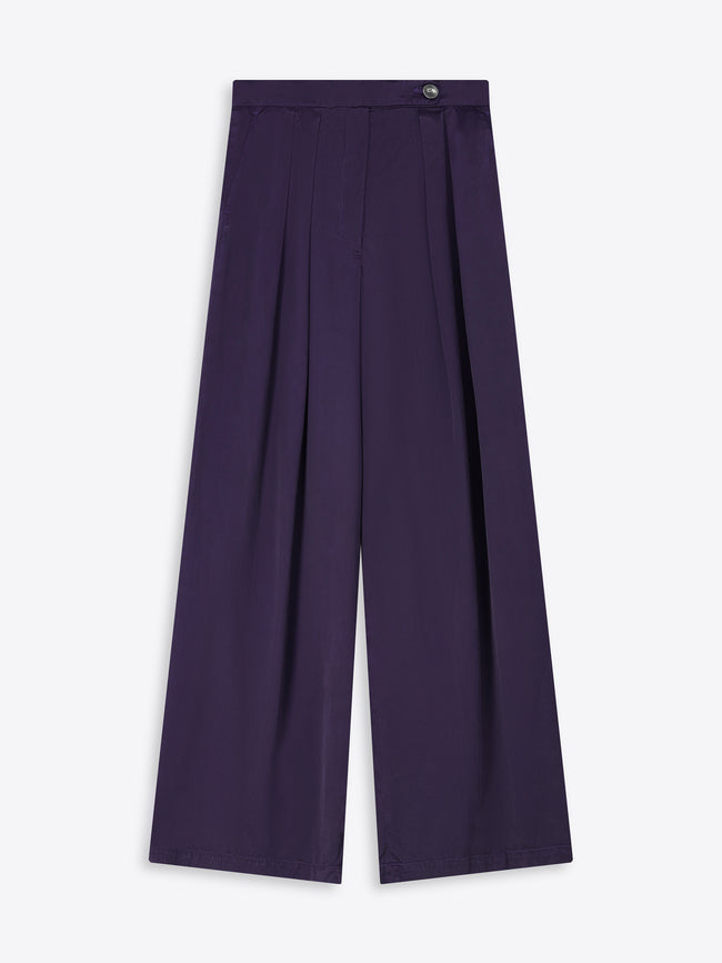 Purple wide-leg pants on a white background