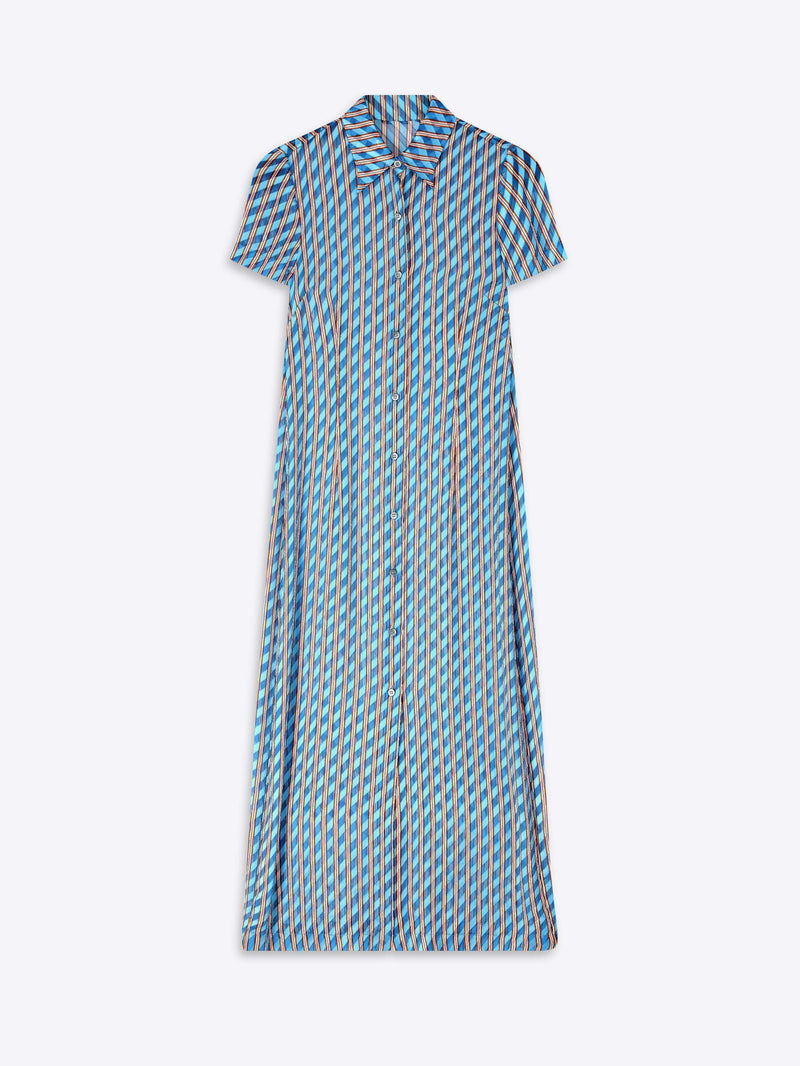 Blue and white striped dress on a white background - Dries Van Noten