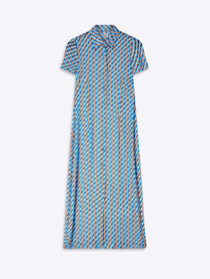 Blue and white striped dress on a white background - Dries Van Noten